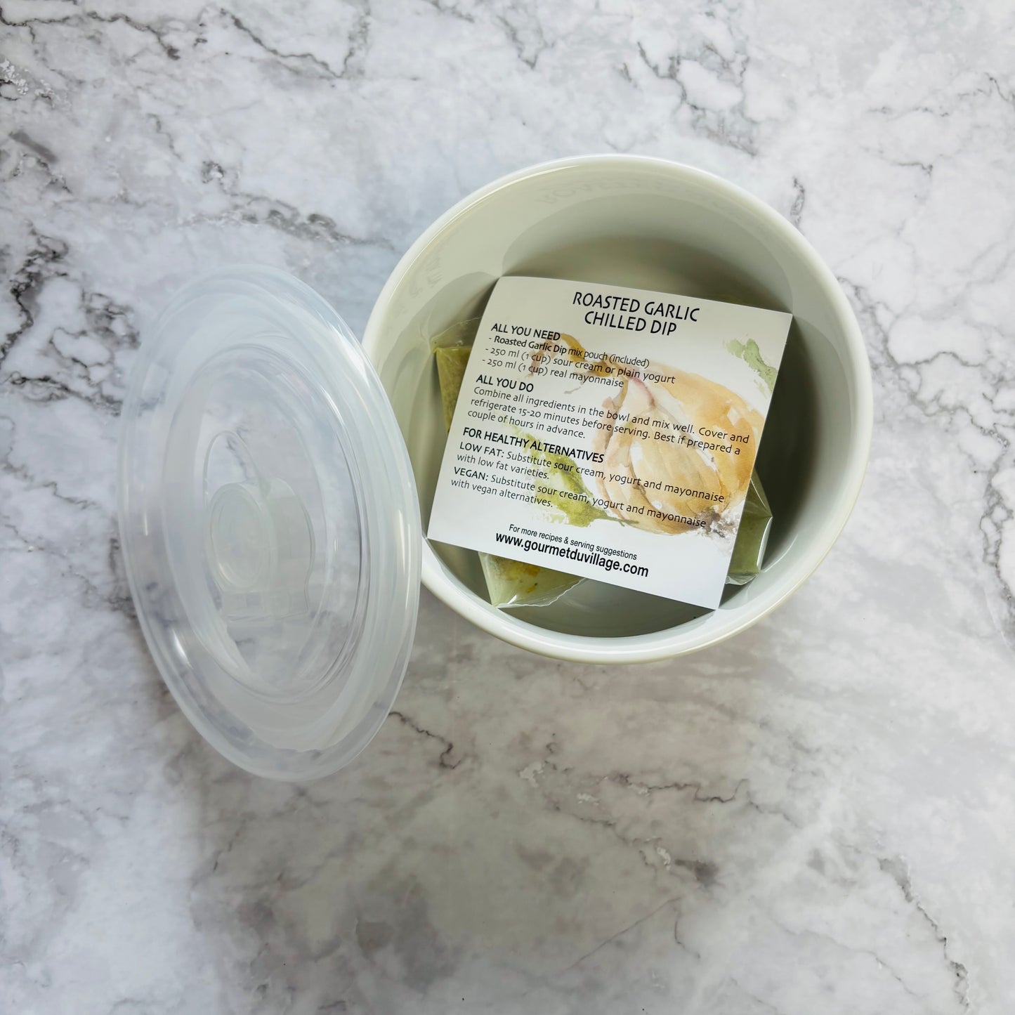 Roasted Garlic Chilled Dip with Ceramic Bowl