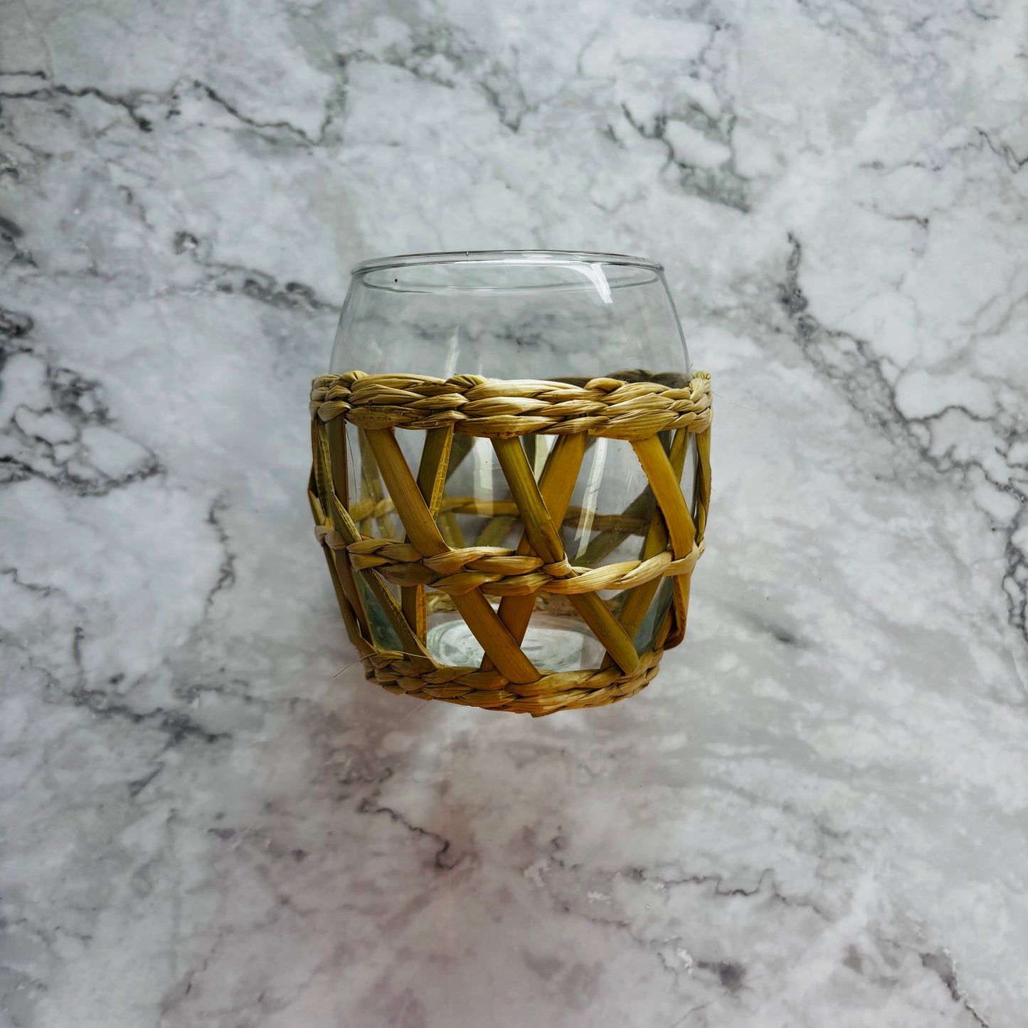 Glass/Rattan Wine Glass