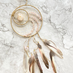 Rose Quartz handcrafted dream catcher