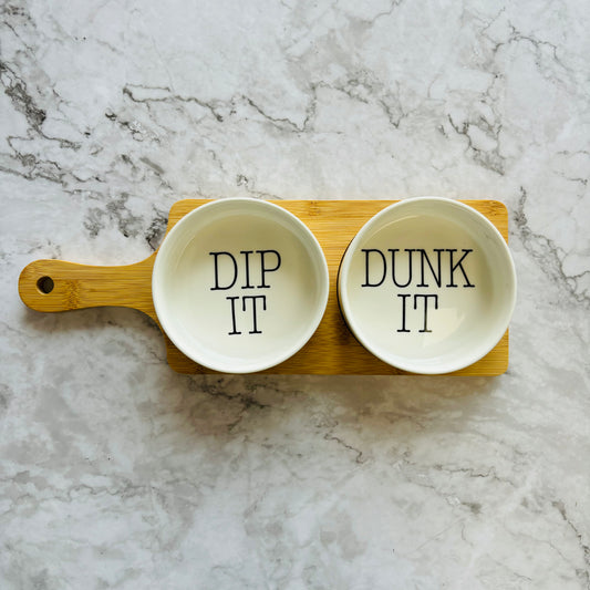Bamboo Board with Dip Dishes